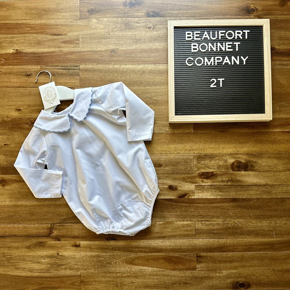 NWT TBBC Peter Pan Collar Long Sleeve Onesie - Worth Avenue White 2T